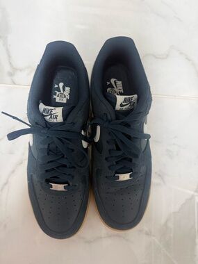 Air Force Ones- Nike Men's Low Top Sneakers - Navy Blue with White Accents